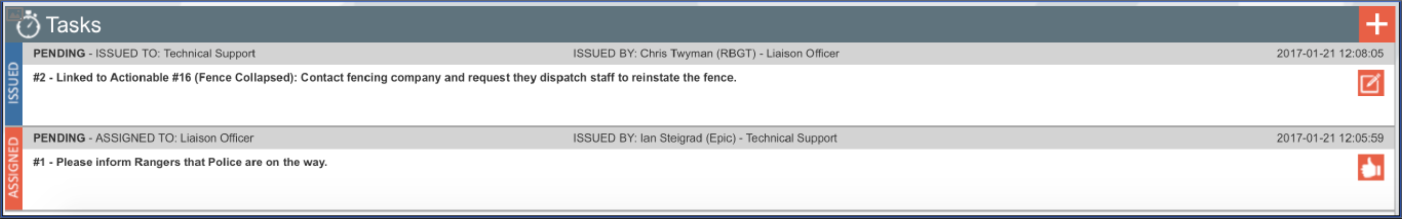Tasks Panel Screenshot